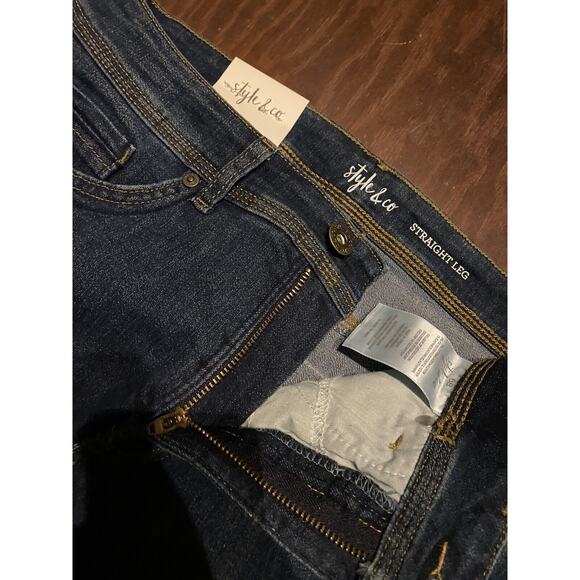 Style & Company Demin Jeans 6 Short Straight Leg High Rise Tummy Control NWT - Picture 10 of 13